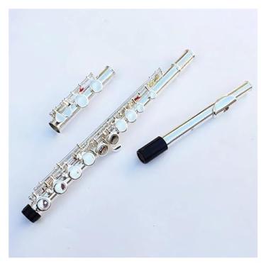 Imagem de Flauta de furo fechado de 16 furos com chave E flauta banhada a prata, chave C, flauta de cobre branca
