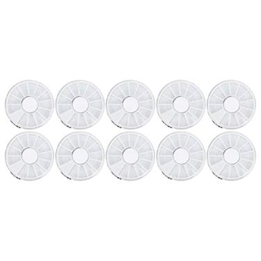 Imagem de 10 peças caixa de armazenamento de arte em unhas 12 grades redondas à prova de poeira transparente recipiente de organização de joias para contas brincos pílulas multiuso