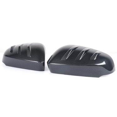 Imagem de Tampa do espelho retrovisor de porta compatível com Toyota Tacoma 2024 2025, acessórios de acabamento de moldagem de capa de espelho retrovisor lateral (com luz de seta) (padrão de fibra de carbono B)