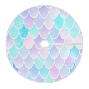 Imagem de ATTX Linda saia de árvore de Natal com escamas de sereia 90 cm, decoração festiva para festas de Natal e Ano Novo #162