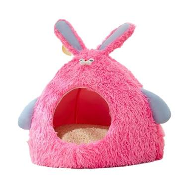 Imagem de Bothyi Cama de gato semi-fechada para cães e gatos, para gatos, casa confortável, quente, antiderrapante, aconchegante, cama para cães e gatos, animais, Rosa