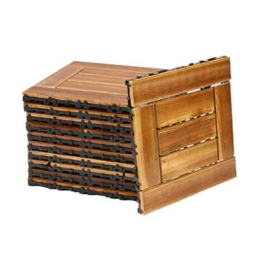 Imagem de SPXMQSS Azulejos de deck de madeira, piso externo para jardim, azulejo de deck de madeira interligado, azulejos internos externos, para varanda de jardim varanda, marrom 11 peças