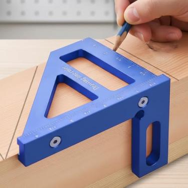 Imagem de Régua de medição multiângulo, régua de desenho de carpinteiro de precisão de 45/90 graus, régua triangular de layout métrico para medir marcação, alinhamento de corte e profissionais de construção