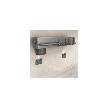 Imagem de Suporte Organizador para Utensílios de Cozinha, Metal, Cinza, 59,5 x 5,3 x 6,5 cm, 10 Ganchos, Multifuncional, Aço Inox, para Facas, Talheres, Espátulas