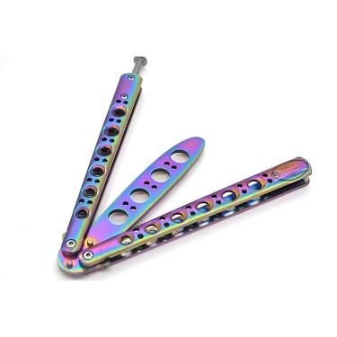 Imagem de Canivete Butterfly Rainbow Sem Fio De Corte Treino Arco Iris Bsl-3