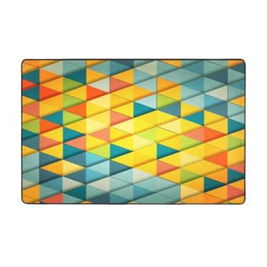 Imagem de ZERAOKE Tapete triangular, colorido, 8,5 x 1,5 m, tapetes de fazenda para sala de estar, decorativo, lavável, antiderrapante, tapetes modernos e macios para quarto, sala de jantar, sala de jogos,