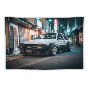 Imagem de HouLaiZhe JDM Tapeçaria de carro clássica retrô Jdm carro Ae 86 pendurar na parede quarto decoração de casa tapeçarias estética piquenique decoração de parede arte de parede para dormitório sala de