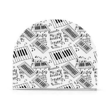 Imagem de Qilmy Porta-guardanapos, teclas de piano preto e branco, porta-guardanapos de acrílico transparente para mesa, suporte de guardanapo de coquetel de papel de seda para cozinha, dispensador de