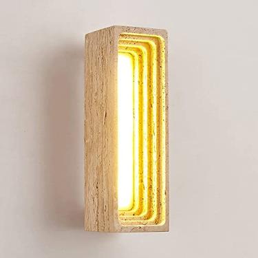 Imagem de Luminária de parede moderna em mármore, arandela retangular, luminária de parede para cabeceira, iluminação decorativa interna de LED 6W para quarto, sala de estar, corredor e cabeceira de c