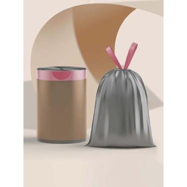 Imagem de Sacos de lixo ultra fortes com cordão, 4 galões, sem fragrância, pequenos sacos de lixo 30 peças cinza