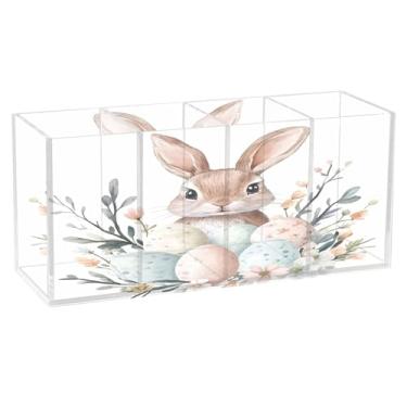 Imagem de Burbuja Porta-canetas de acrílico para casa de cogumelo de desenho animado, 4 compartimentos, suporte de lápis transparente para pincel de maquiagem estacionário, acessórios de mesa de escritório em