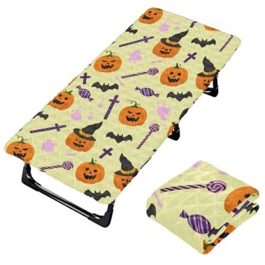 Imagem de Burbuja Lençol de berço de abóbora de Halloween para crianças, lençol de cochilo acolchoado portátil com faixa elástica para meninas e meninos, lavável na máquina, 63,5 x 127 cm