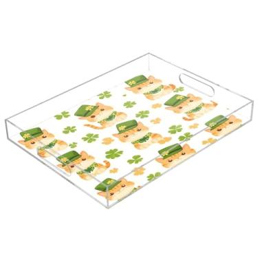 Imagem de STAYTOP Bandeja de servir de acrílico fofa para gatos, 15,7 x 11,20 cm, à prova de derramamento, organizador de bancada para café da manhã, chá, comida, maquiagem