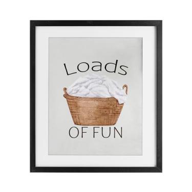 Imagem de Stupell Industries Loads Of Fun Laundry Basket Impressão emoldurada preta sob vidro, design por Kim Allen, 40 x 33
