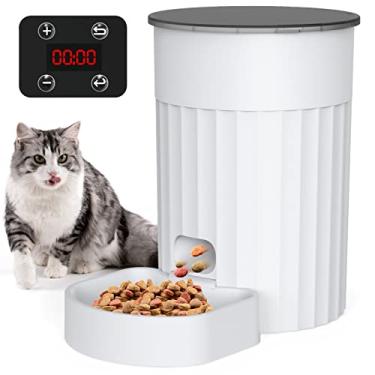 Imagem de Dispenser Automático de Comida para Pets 3L com Timer Programável Ração Tigela até 4 Refeições 2 Fontes Energia