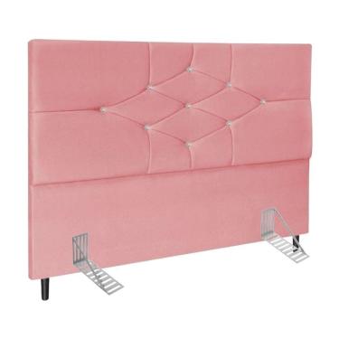 Imagem de Cabeceira Cama Box Queen 160 Cm Camboriú Suede Rosa E Frame
