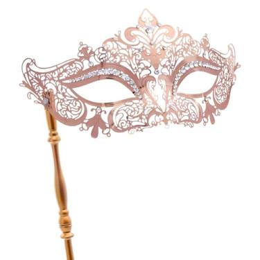 Imagem de Coddsmz Máscara veneziana de baile de máscaras com bastão, decorações de carnaval para fantasia feminina de Halloween