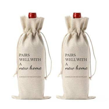 Imagem de 2 sacos de vinho novos presentes para casa de inauguração de casa, presentes de aquecimento de casa, bolsa de presente de vinho exclusiva para garrafas