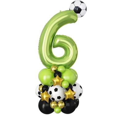 Imagem de Balão de futebol americano verde número 6 101 cm balão gigante grande número seis balões torre para crianças meninos festa de 6º aniversário hélio balões digitais pilha decoração para amantes de