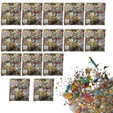 Imagem de Kit 15 Pacotes Confete Carnaval Colorido Metálico
