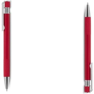 Imagem de Caneta Esferográfica com Corpo em Alumínio Reciclado, Tinta Azul, Ponta Média, Refil Substituível Tipo Parker, Clipe Cromado, Ambidestra (Kit 2 Vermelho)