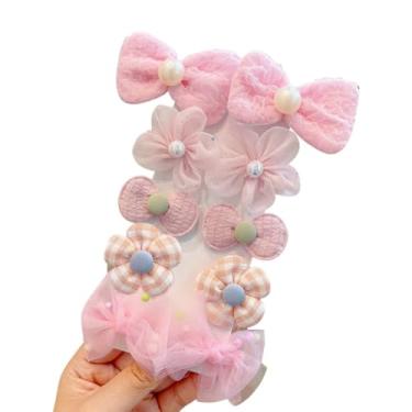 Imagem de Conjunto de 10 grampos de cabelo para meninas, laços de cabelo com laço doce - suportes de rabo de cavalo com laço elástico, acessórios de cabelo para bebês, meninas e crianças