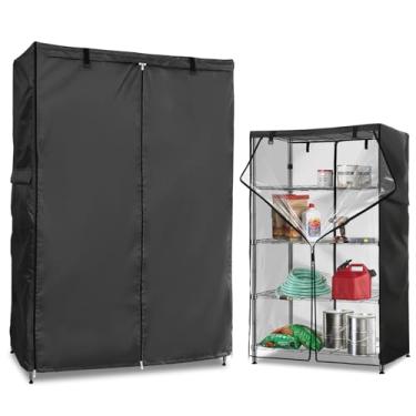 Imagem de Dalema Capas de rack de arame, resistentes 600D à prova de poeira à prova d'água para prateleiras de metal, capa de prateleira de armazenamento com zíper para arames de aro, 121 cm L x 48 cm P x 203