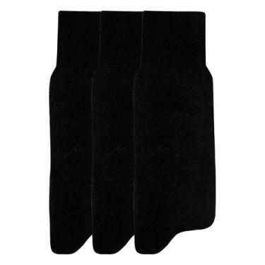 Imagem de Kit 3 Meias Mash Social Cano Longo Algodão Lisa Masculina 231.05, Pret