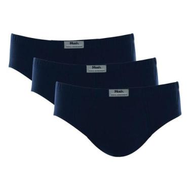 Imagem de Kit 3 Cuecas Slip Mash Algodão Lisa 074.58, Azul marinho, G