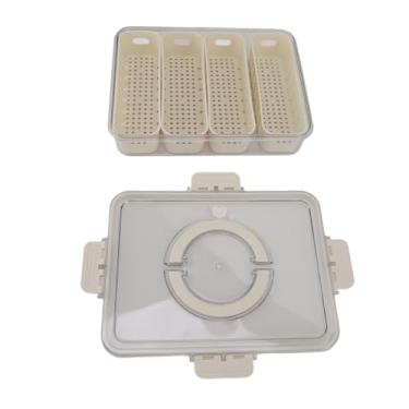 Imagem de Cryfokt Caixa Altamente Selada do Organizador do Refrigerador Animal de Estimação Recipientes Fruto Vegetais para Cozinhas, Design Compacto Durável para o Piquenique Restaurante (Drenar quartos de