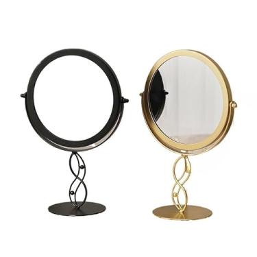 Imagem de Vaidade maquiagem espelho metal redondo giratório ouro preto casa decoração espelho led para senhoras maquiagem(cor aleatoria)