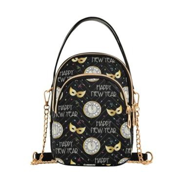 Imagem de TSENQUE Bandeira Americana EUA Bolsa feminina sobre o ombro estampada alça corrente bolsa de telefone Lady Bowler Satchel, Relógio Ano Novo, 5.91x3.15x8.27inches