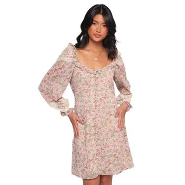 Imagem de Petal & Pup Mini vestido feminino Sylvia manga longa marfim multi, Marfim Multi, P