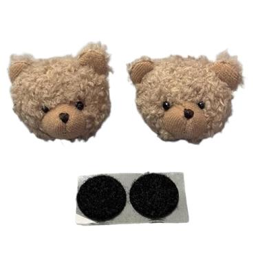 Imagem de Colaxi Conjunto de 2 enfeites para capacete, fáceis de instalar, acessórios decorativos fofos para ciclismo, esqui e snowboard, Marrom