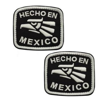 Imagem de Patch de águia do México, bandeira mexicana, remendo de ferro no remendo, tático militar moral bordado, gancho e alça mochila (2 peças-A)