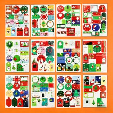 Imagem de 177 peças de adesivos de Natal - etiquetas autoadesivas com nome de Natal com folha dourada, para e de adesivos de Natal para guloseimas de Natal, cartões comemorativos, decorações de Natal e embrulho