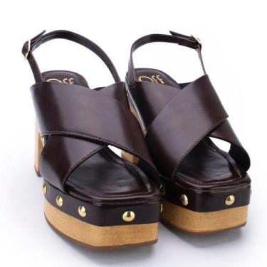 Imagem de Sandália Salto Alto Tiras Transpassadas com Detalhe em Tachas - Off Ro