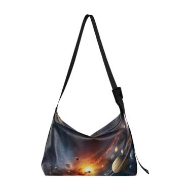 Imagem de GAIGEO Bolsa tiracolo grande com várias maçãs e flores verdes, bolsa de couro vegano, bolsa de ombro feminina, Sistema solar - With All Its Planets4, One Size