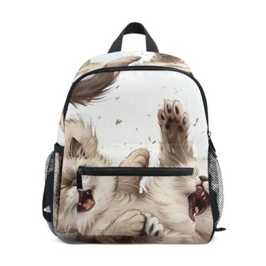 Imagem de GAIGEO Funny Siamese Cat Ragdoll Baby Backpack Backpack for Kindergarten Girls with Front Pocket, Safety Whistle for Ages 3-8