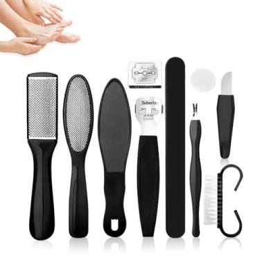 Imagem de Conjunto profissional de spa para pedicure 10 em 1 – Kit de cuidados com os pés de aço inoxidável com lixa para os pés, ferramentas de cutícula para pedicure em casa