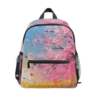 Imagem de GAIGEO Cherry Blossom Birds Toddlers Backpack with Whistle, Adjustable Chest Strap, Toddler Boys Backpack Lightweight & Compact for Ages 3-8