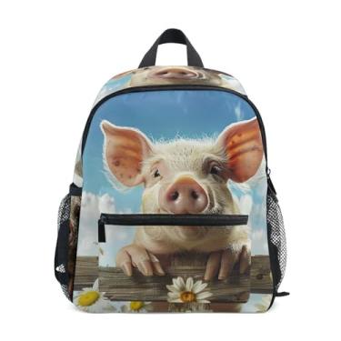 Imagem de GAIGEO Cute Pig Floral Backpack for School Kids with Whistle, Adjustable Chest Strap, Backpack for School Girls Lightweight & Compact for Ages 3-8