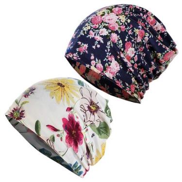 Imagem de Gorro feminino JarseHera, algodão, bonés quimioterápicos, 2 pares flor