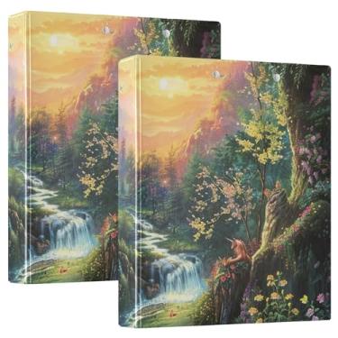 Imagem de Pasta de arquivo de 3 anéis para encadernação de cenas de flores coloridas para material escolar e de escritório, 1 pacote