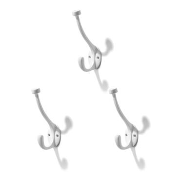 Imagem de CABDM O pacote com 3 ganchos para casacos resistentes são adequados para sobretudos, chapéus, chaves/bolsas/roupões de banho, e os ganchos brancos para casacos são adequados para uso doméstico e