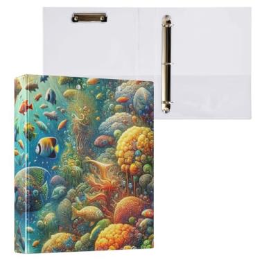 Imagem de Fichário para prancheta Underwater Fishes, 2,5 cm, anéis redondos, pasta de arquivo para material de escritório, 1 pacote