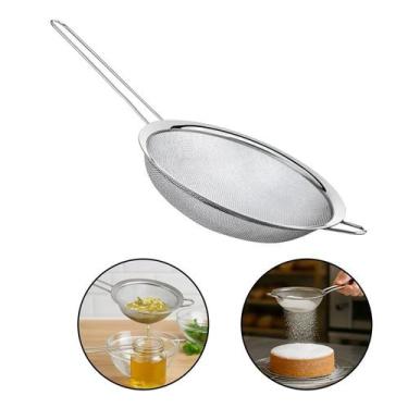 Imagem de Peneira em Aço Inox Grande 24cm Polvilhar Escorrer Massas FRG0242 Frig