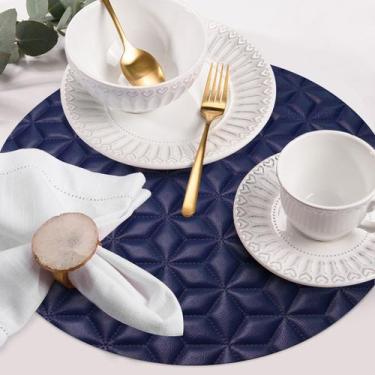 Imagem de 6 Jogo Americano Geo Alto Padrão Impermeável Redondo Az Pvc - Idealiza