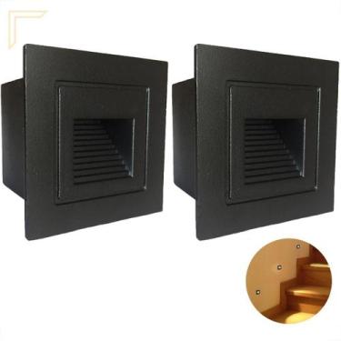 Imagem de Kit 2 Balizador Embutir Parede Preto Mini Led Externo Lup76 - Acende A
