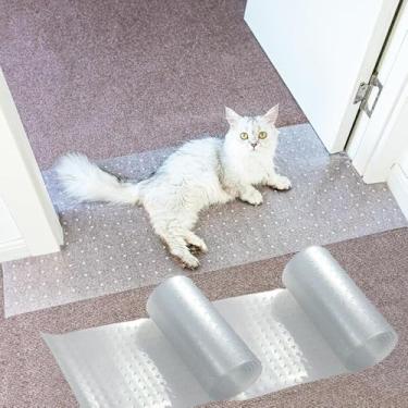 Imagem de Tapete protetor contra arranhões para gatos – pacote com 3 protetores de piso de plástico transparente para animais de estimação – Tapete universal antiarranhões de 1,5 m, sob móveis e portas